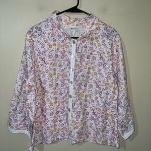 Habitat Pink and Yellow Linen Floral Shirt Large
